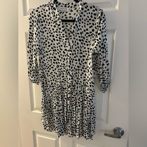 Petal & Pup Black and White Dalmatian Midi Dress